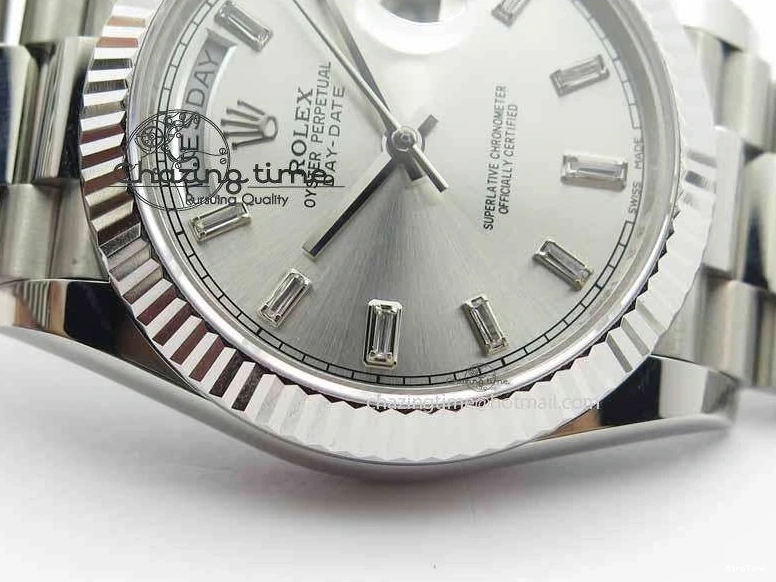 MiroTime 0423 Unisex Day Date 40mm SS BP Maker Best Edition Silver Dial Diamond Markers On SS Bracelet ETA 3690